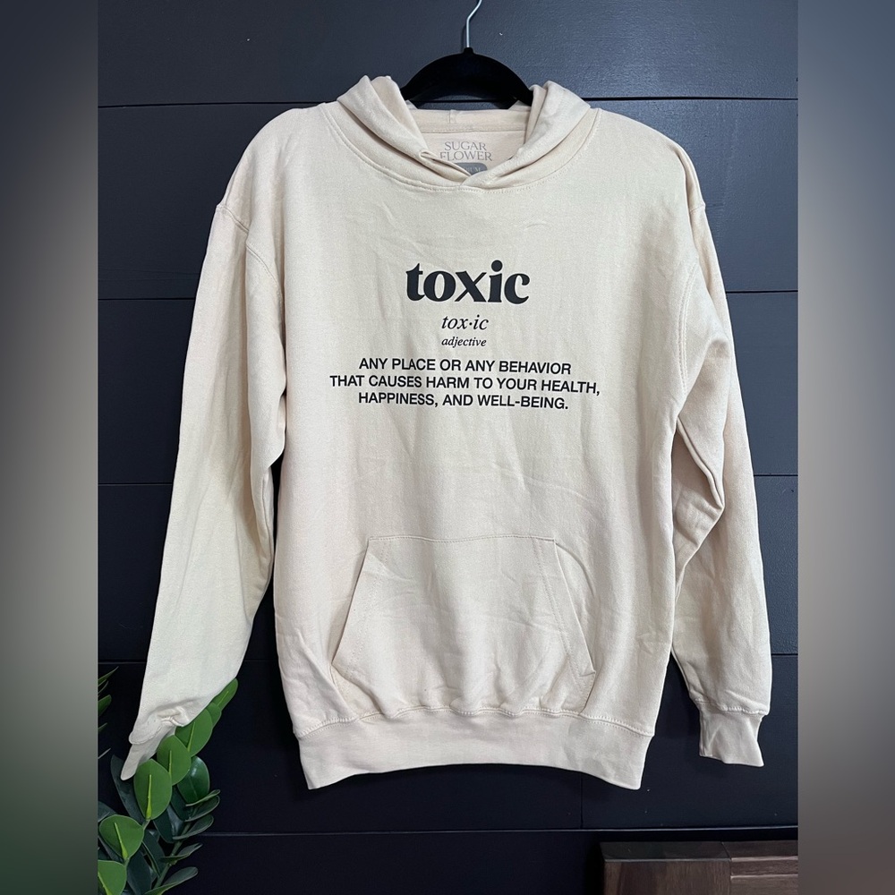 SUGAR FLOWER “TOXIC” Neutral Hoodie Sweatshirt Pullover Unisex Adult Sz M NWOT